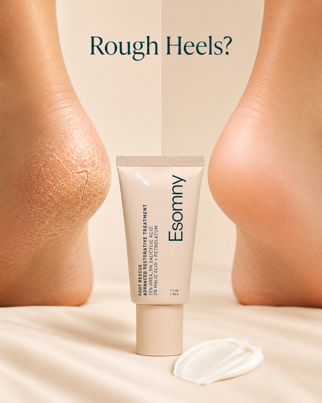 Esomny™ Foot Rescue Ointment Dry, Rough, Cracked Feet? Give Them the Overnight Rescue They Need.