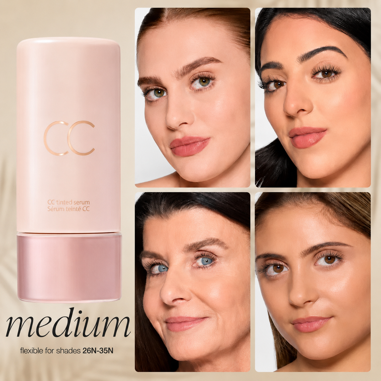 CC Color-Correcting Tinted Serum - Lightweight,Shade-Adaptive Coverage with 24H Hydration &16H Waterproof Wear